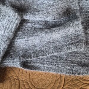 Luxurious Gray Ribbed Knit Sweater
